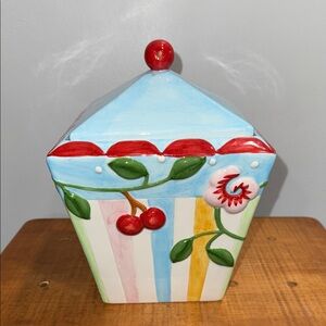 Mary Engelbreit Cherry Blossom Hand Painted Cookie Jar